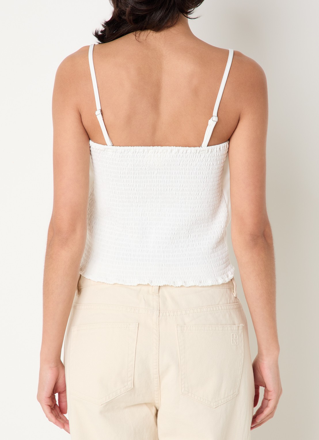 Selected Vinelle top met volant - achterkant 2 wit