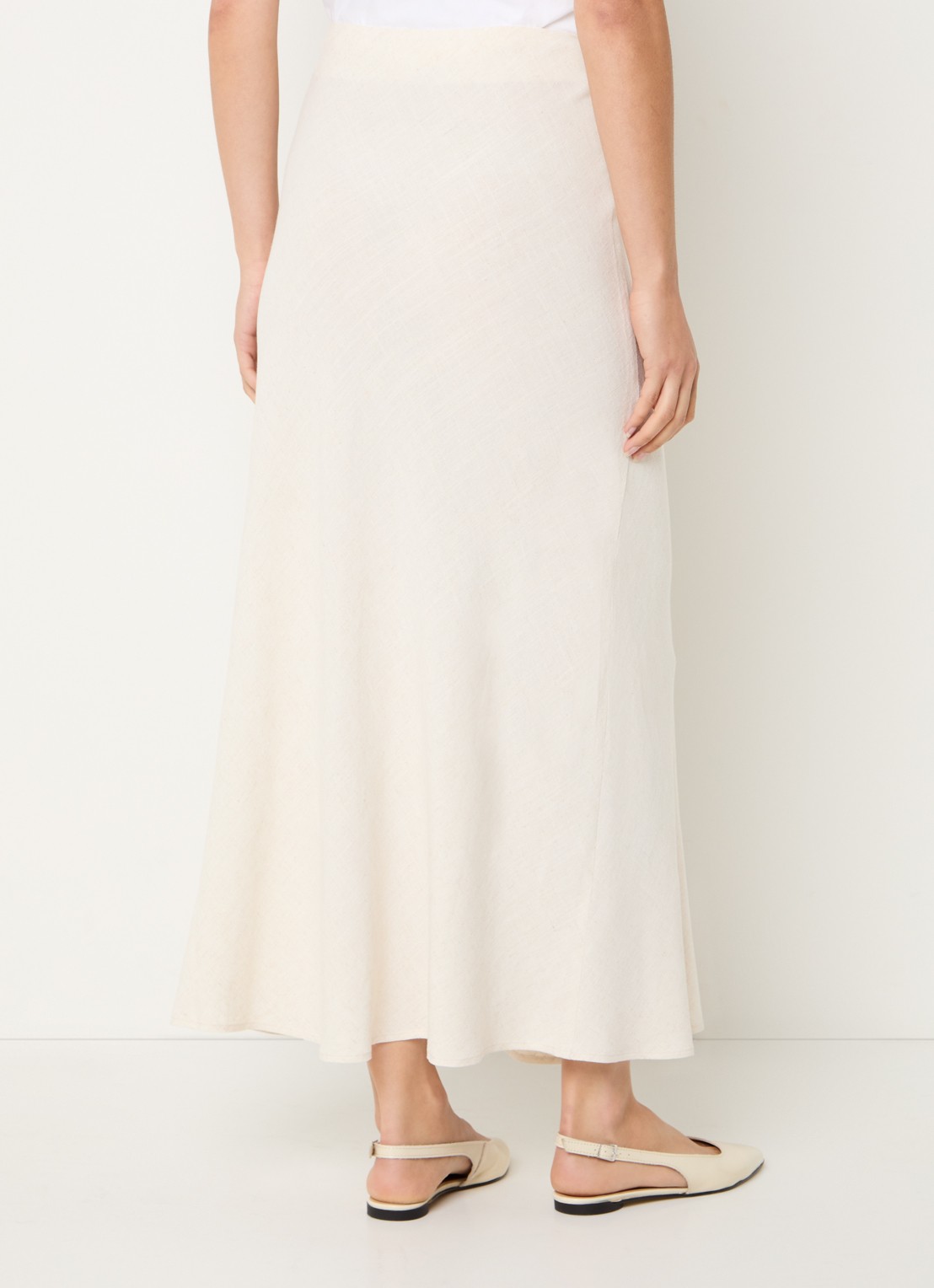 Selected Viva maxi rok van linnen  - achterkant zand