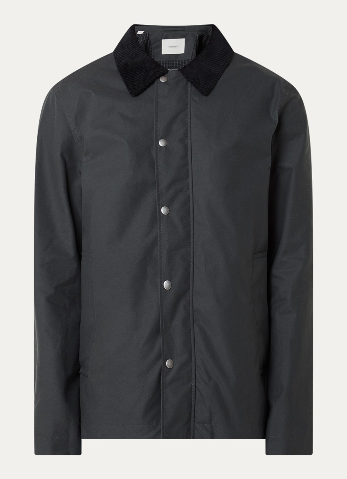 Selected Walter trenchcoat met steekzakken - voorkant antraciet