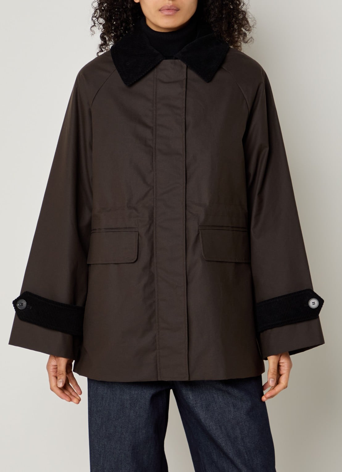 Selected Wilma jack met details van corduroy - detail donkerbruin
