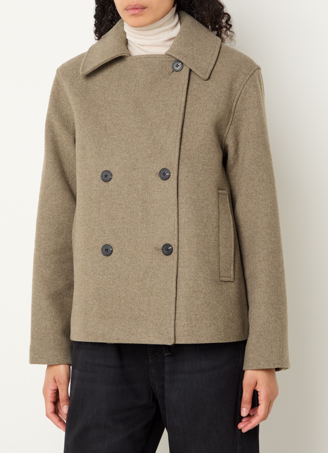 Selected Zia-Alma jack in wolblend met steekzakken - detail 3 taupe