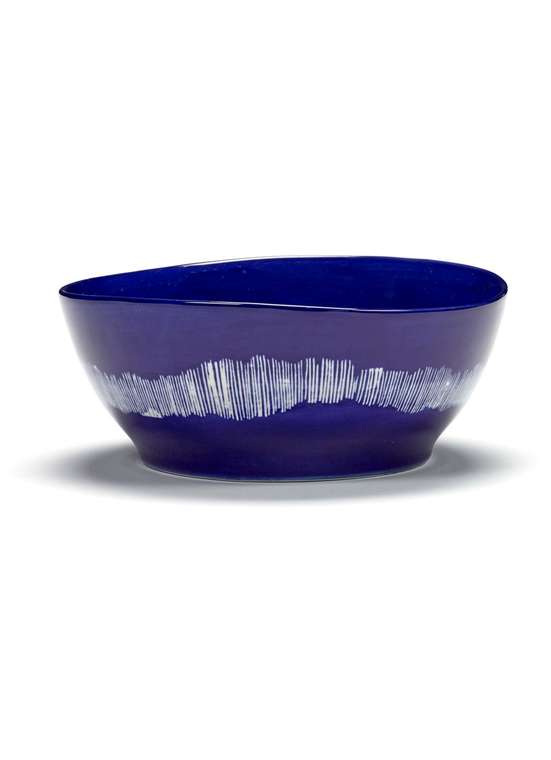 Serax FEAST Lapis Lazuli Swirl-Stripes L kom 18 cm - voorkant 3 blauw