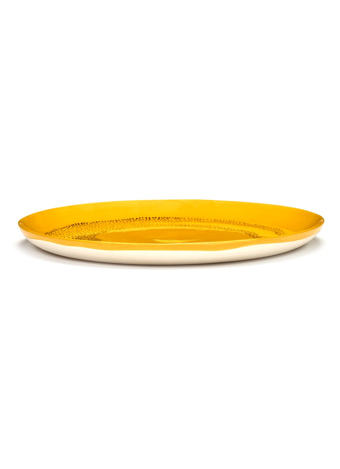 Serax FEAST Sunny Yellow Swirl-Dots L dinerbord 26,5 cm - detail geel