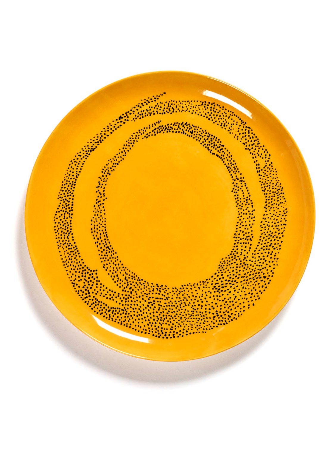 Serax FEAST Sunny Yellow Swirl-Dots L dinerbord 26,5 cm - voorkant 2 geel