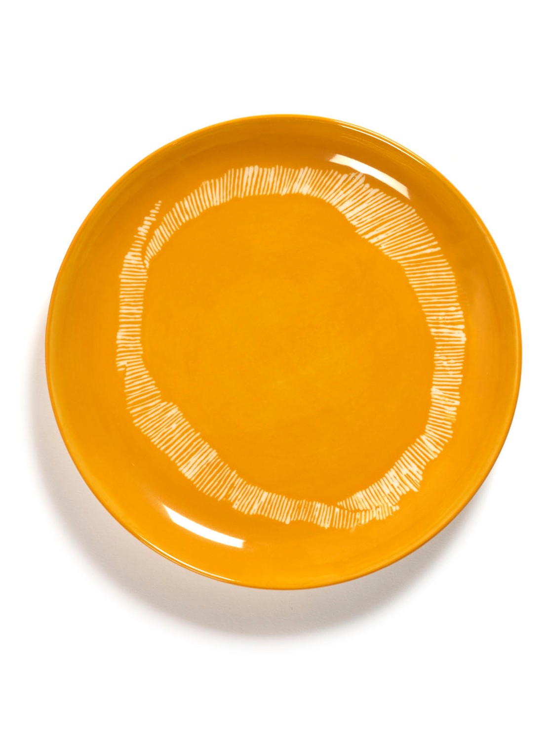 Serax FEAST Sunny Yellow Swirl-Stripes S ontbijtbord 19 cm - voorkant geel