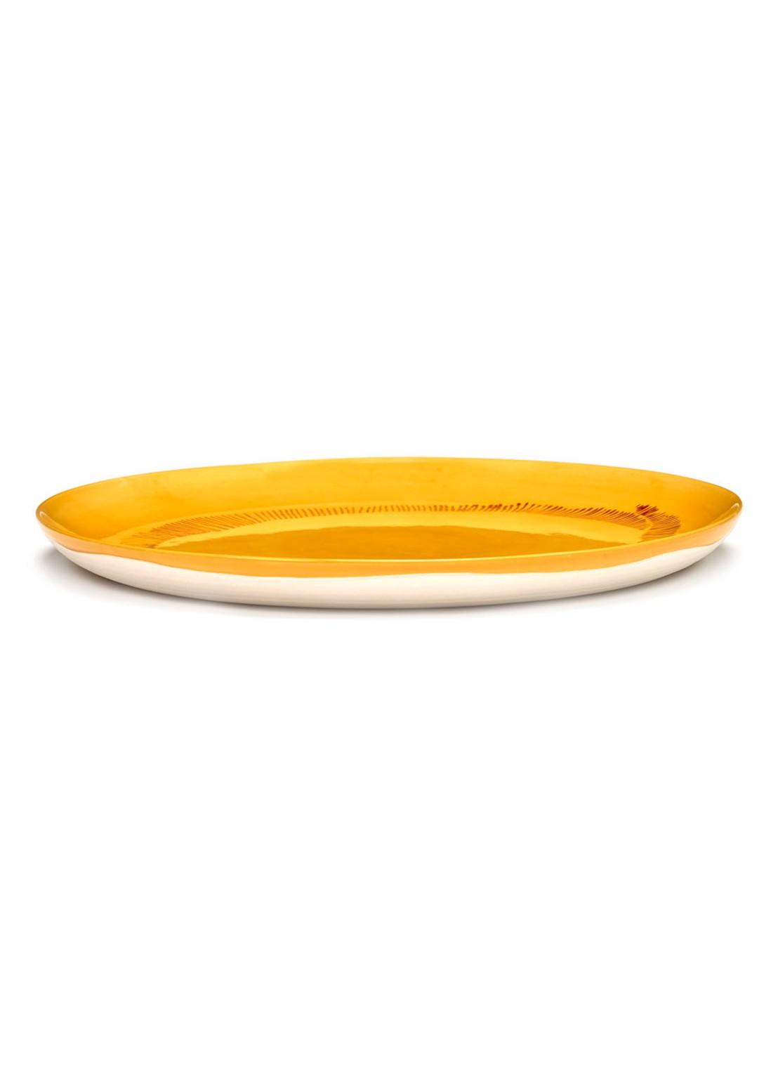 Serax FEAST Yellow Swirl-Stripes L dinerbord 26,5 cm - detail geel