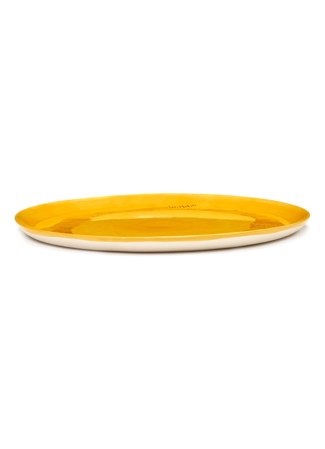 Serax FEAST Yellow Swirl-Stripes L serveerschaal 35 cm - detail geel