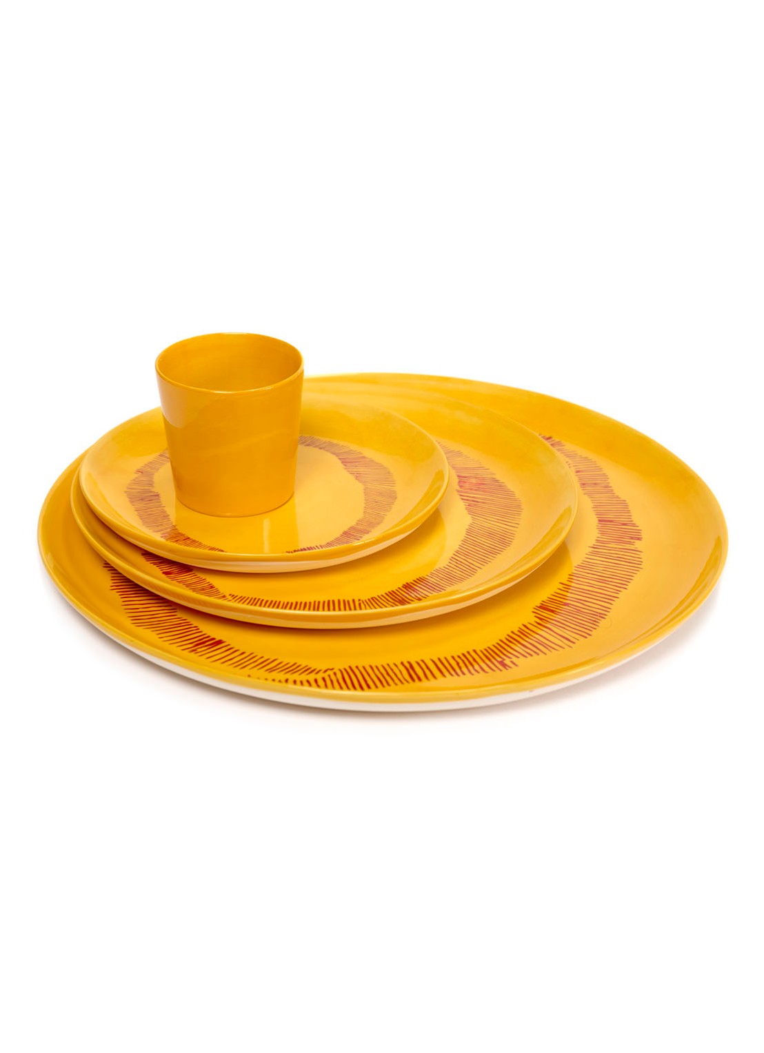 Serax FEAST Yellow Swirl-Stripes L serveerschaal 35 cm - detail 2 geel