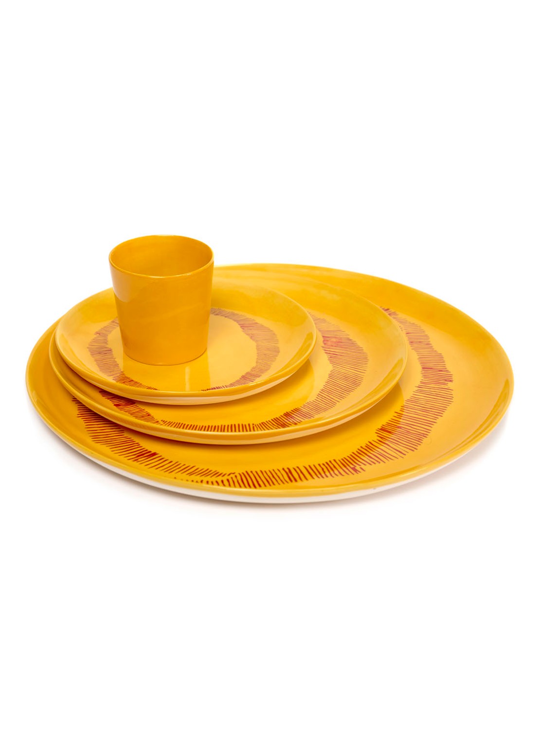Serax FEAST Yellow Swirl-Stripes L serveerschaal 35 cm - detail 3 geel