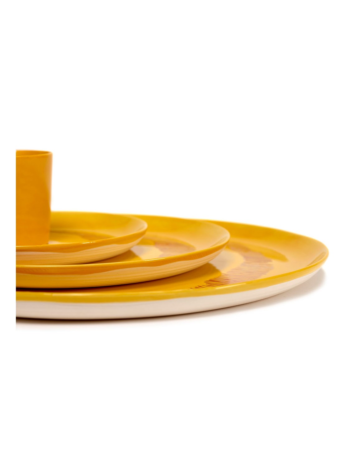 Serax FEAST Yellow Swirl-Stripes L serveerschaal 35 cm - detail 4 geel