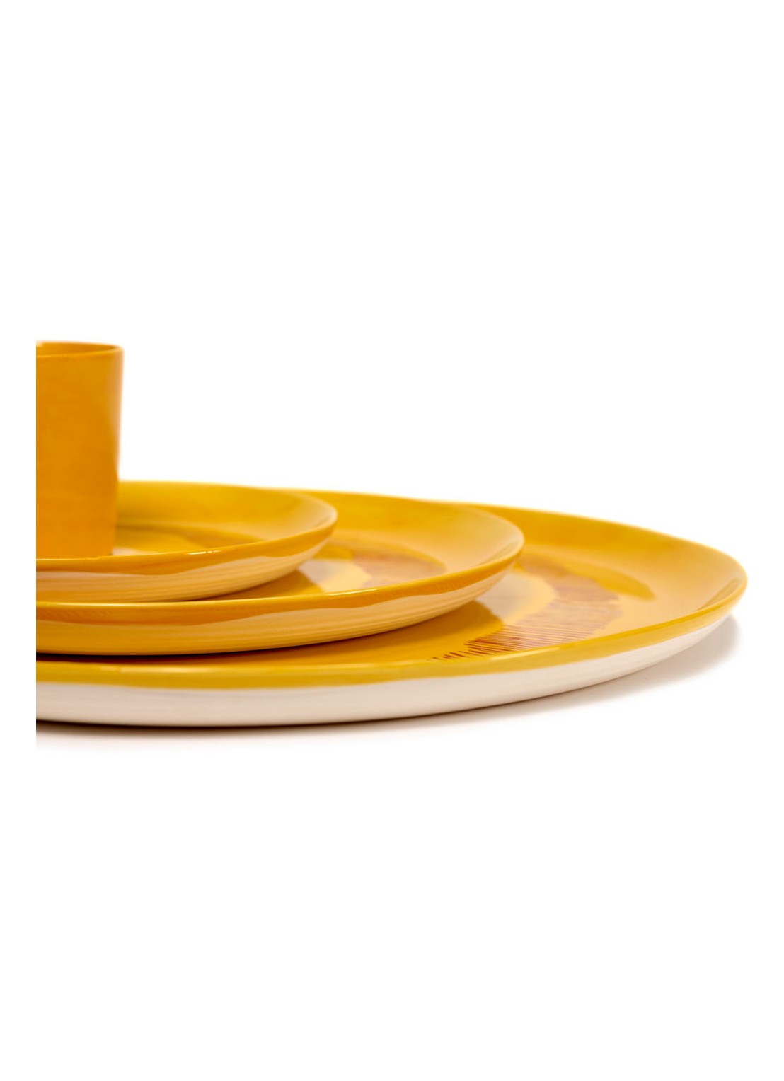 Serax FEAST Yellow Swirl-Stripes L serveerschaal 35 cm - detail 5 geel