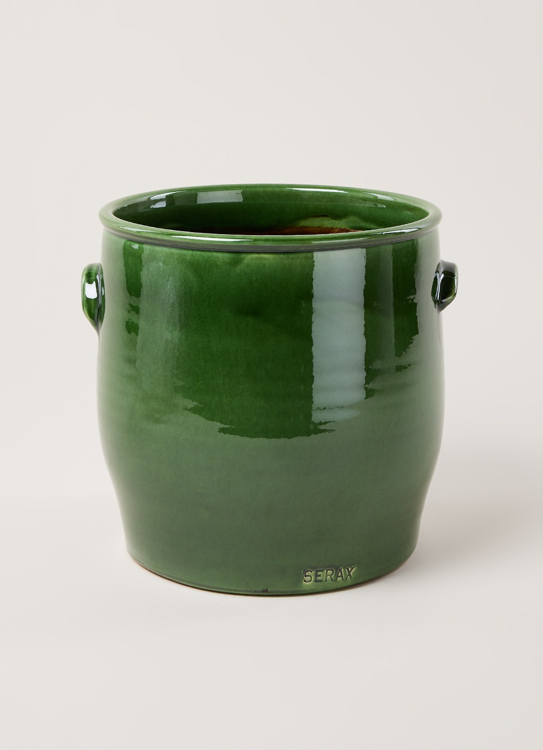 Serax Handles bloempot van aardewerk voor binnen Ø25 cm - voorkant 2 groen