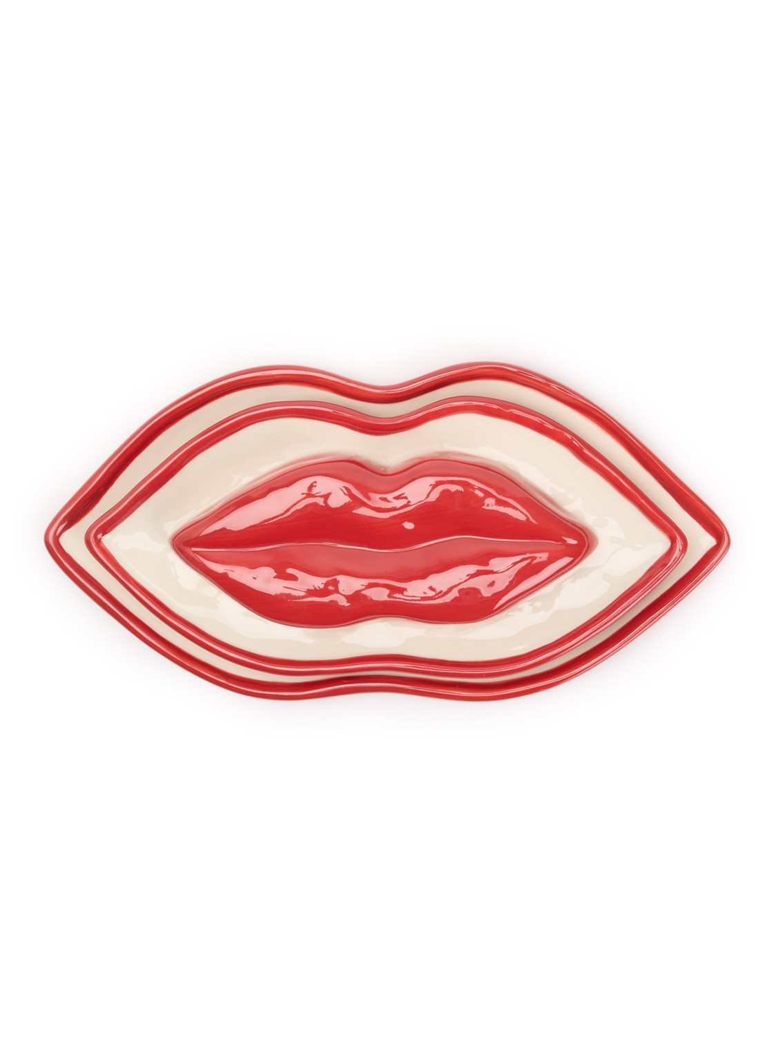 Serax Les Objets Mouleversants Lips serveerschaal 25 cm set van 3 - voorkant gebroken wit