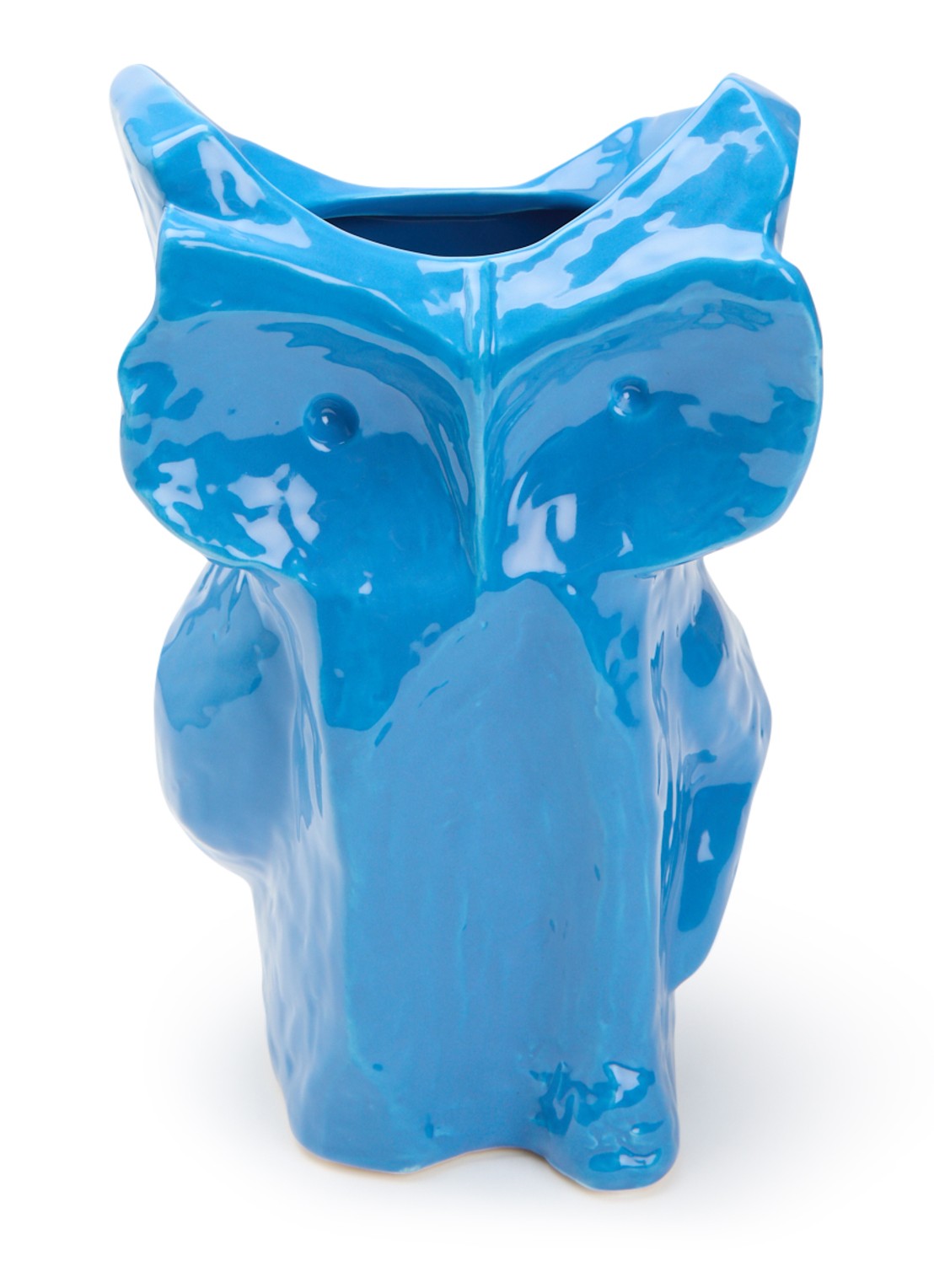 Serax Owl vaas van aardewerk L - voorkant blauw