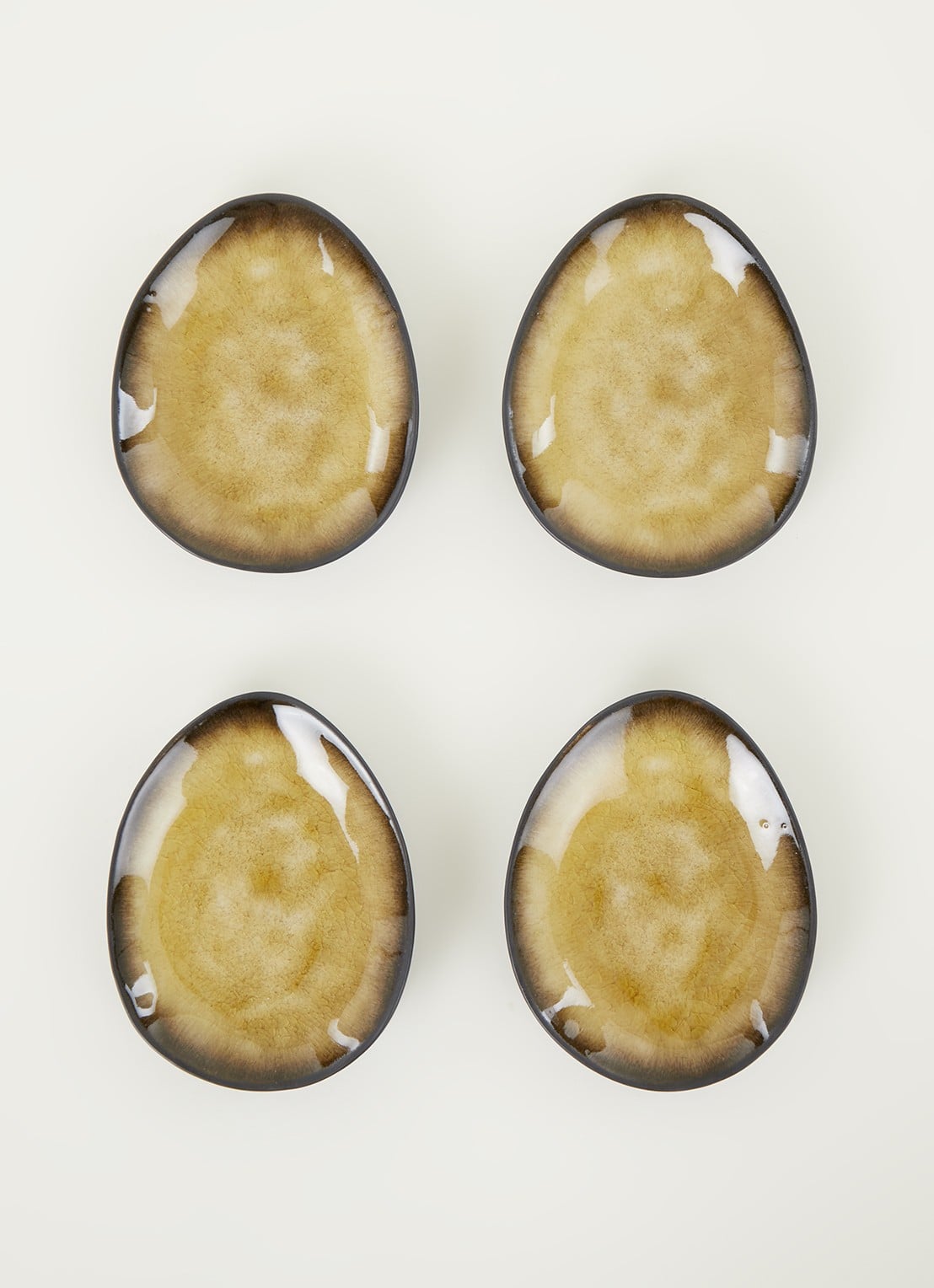 Serax Pure gebaksbordje 14,5 cm set van 4 - voorkant 3 mosterd