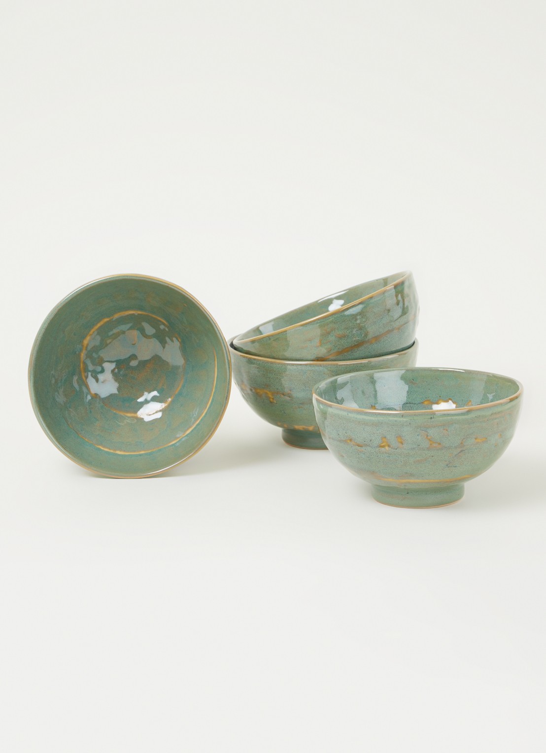 Serax Pure kom 15 cm set van 4 - voorkant 2 zeegroen