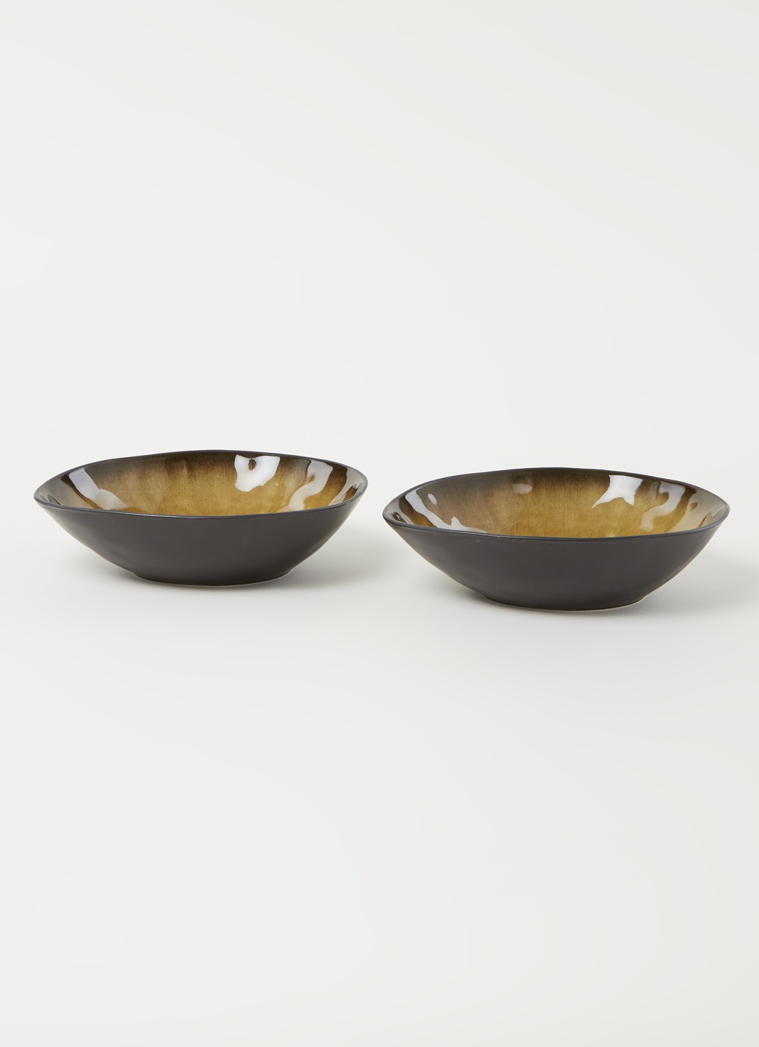 Serax Pure schaal 17 cm set van 2 - voorkant 2 mosterd