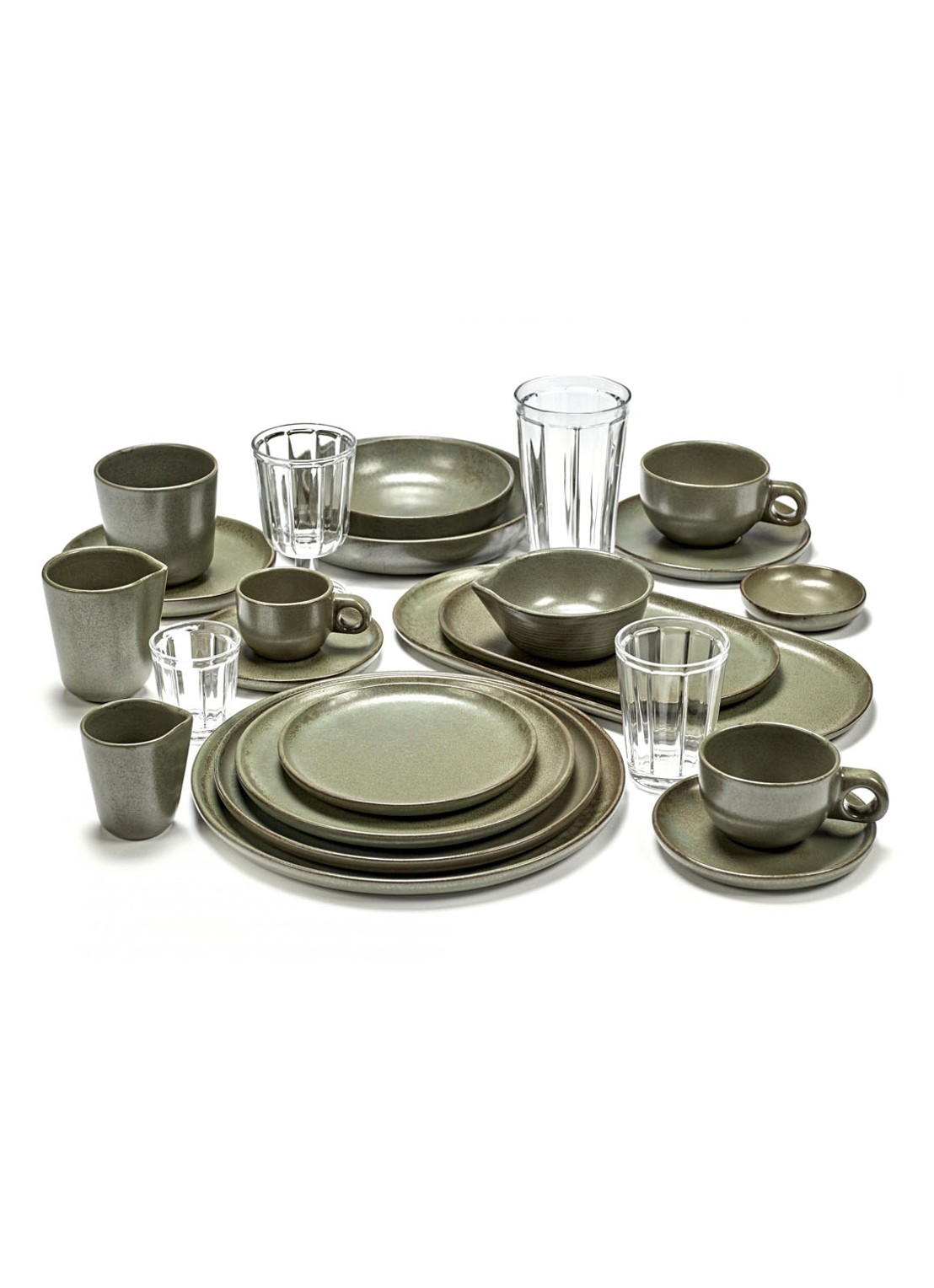 Serax Surface dinerbord 27 cm - voorkant 2 legergroen