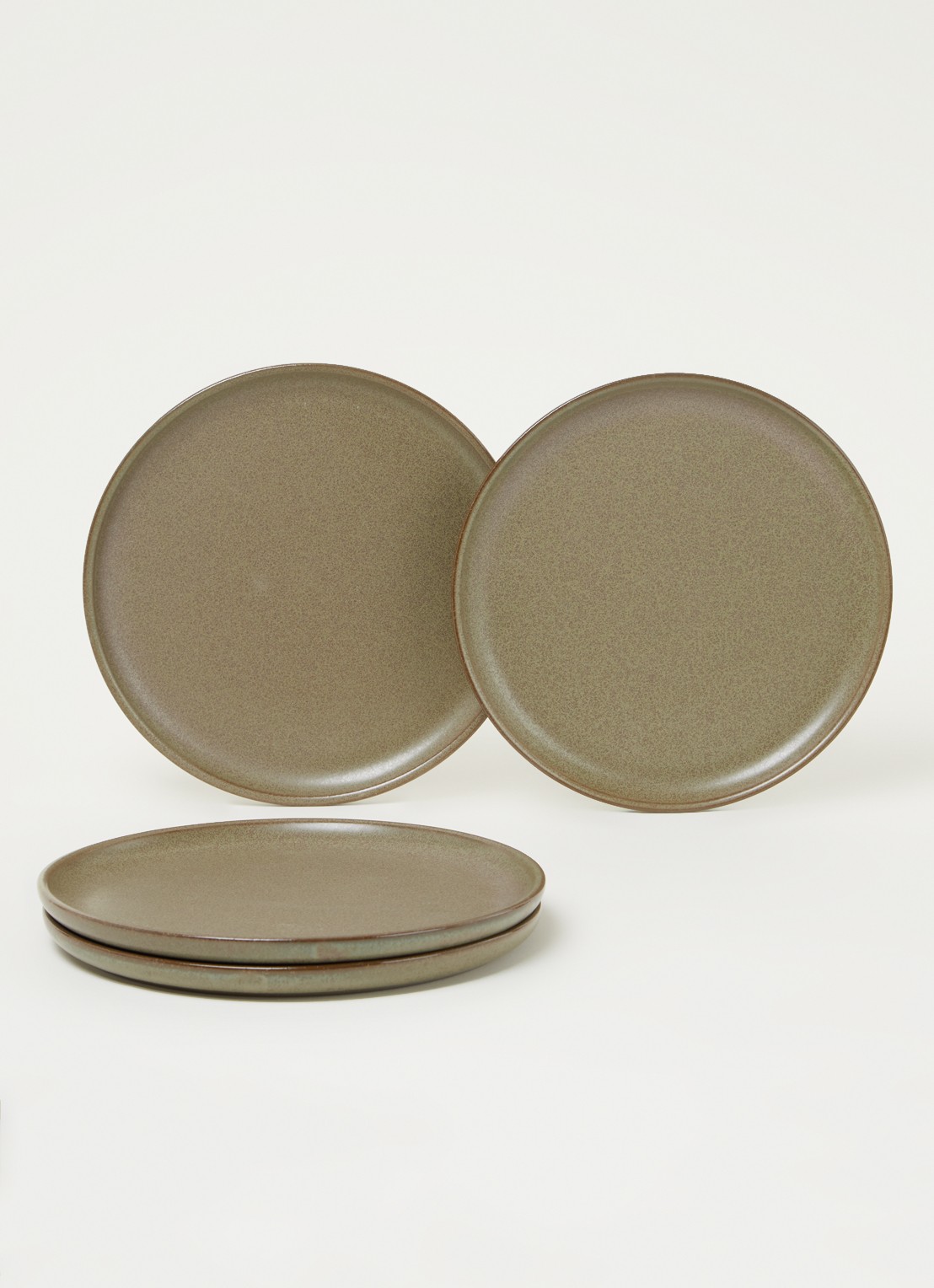 Serax Surface ontbijtbord 21 cm set van 4 - voorkant 2 olijfgroen