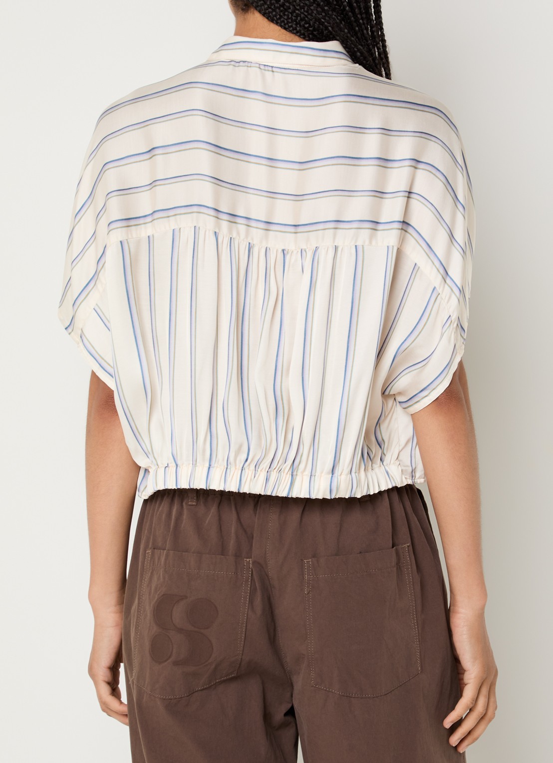 Sessùn Alfancy cropped blouse met gestrikt detail - achterkant 4 gebroken wit