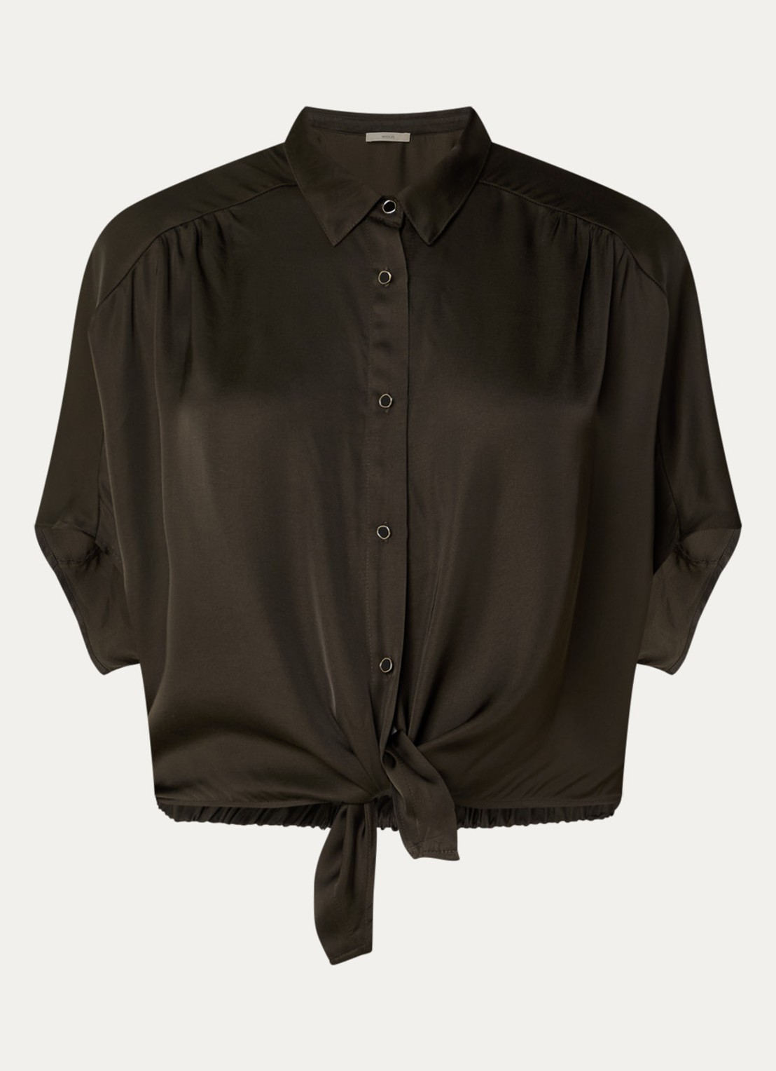 Sessùn Alfassa blouse van satijn - voorkant bronsgroen