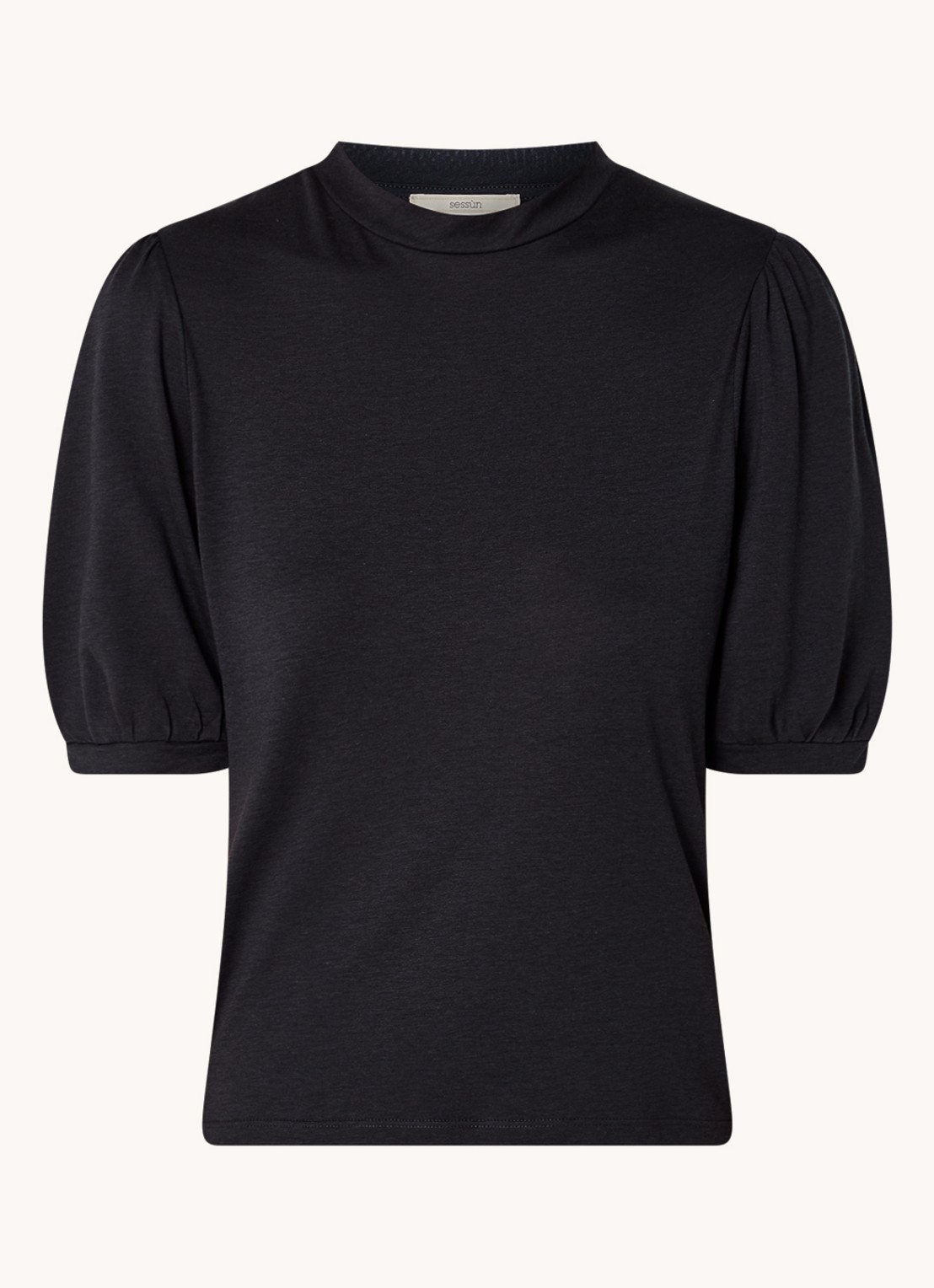 Sessùn Amelando T-shirt  met pofmouw - voorkant zwart