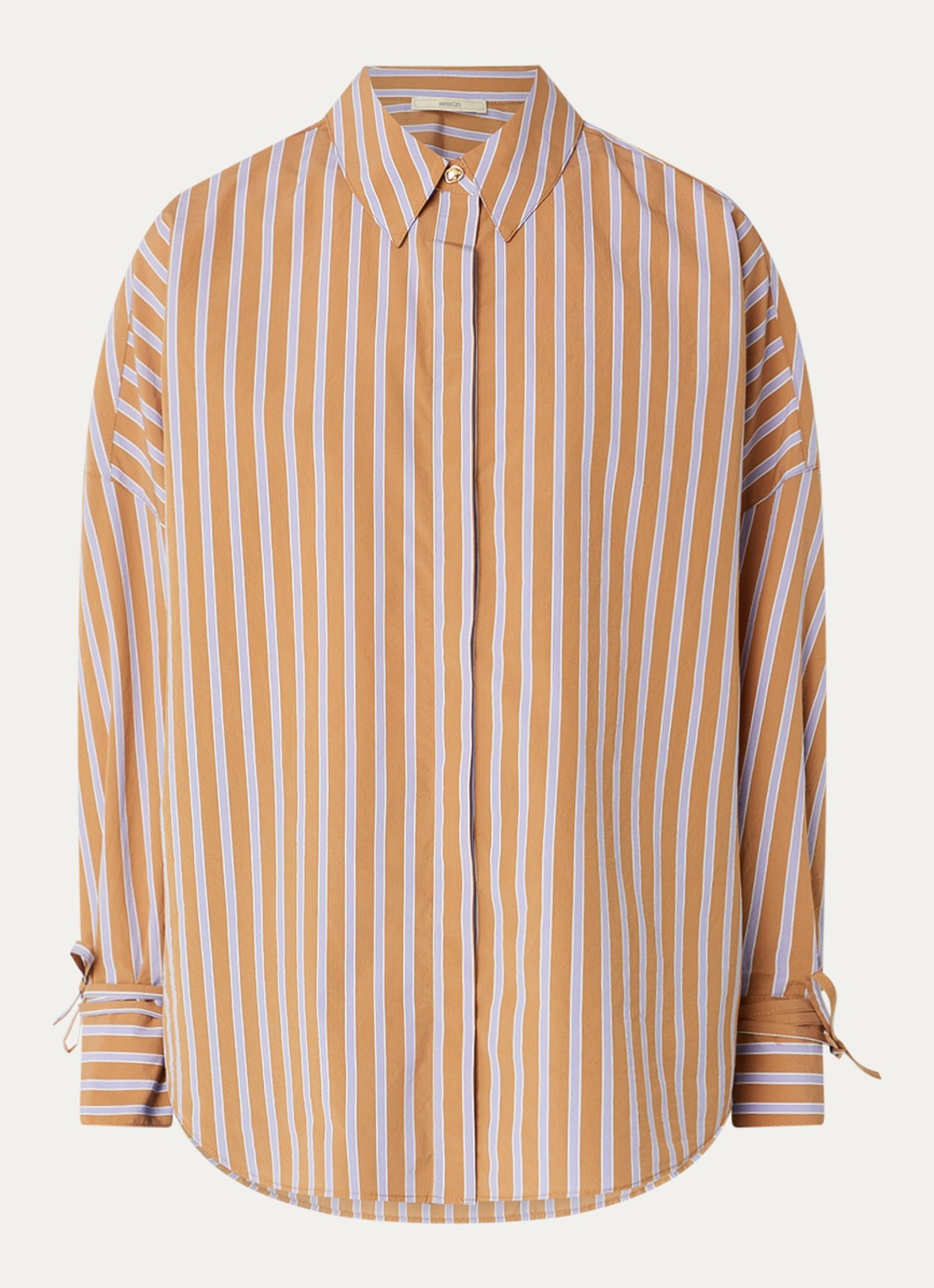 Sessùn Armando blouse met streepprint - voorkant 3 bruin