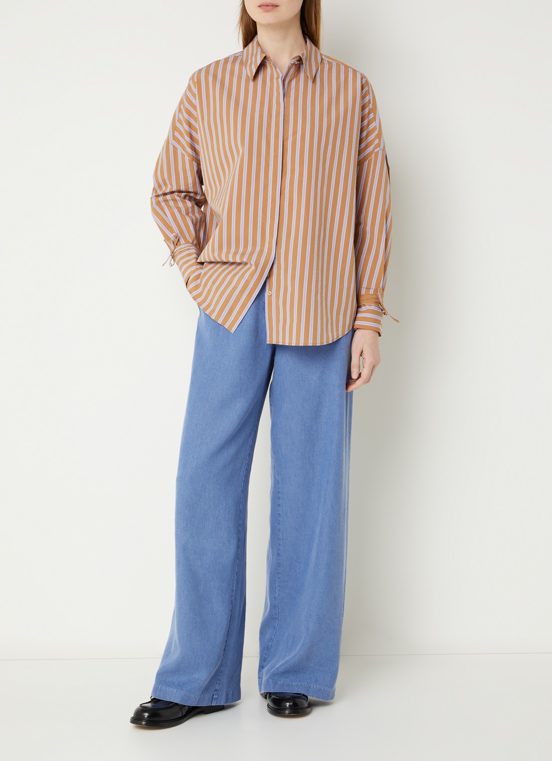 Sessùn Armando blouse met streepprint - voorkant 4 bruin