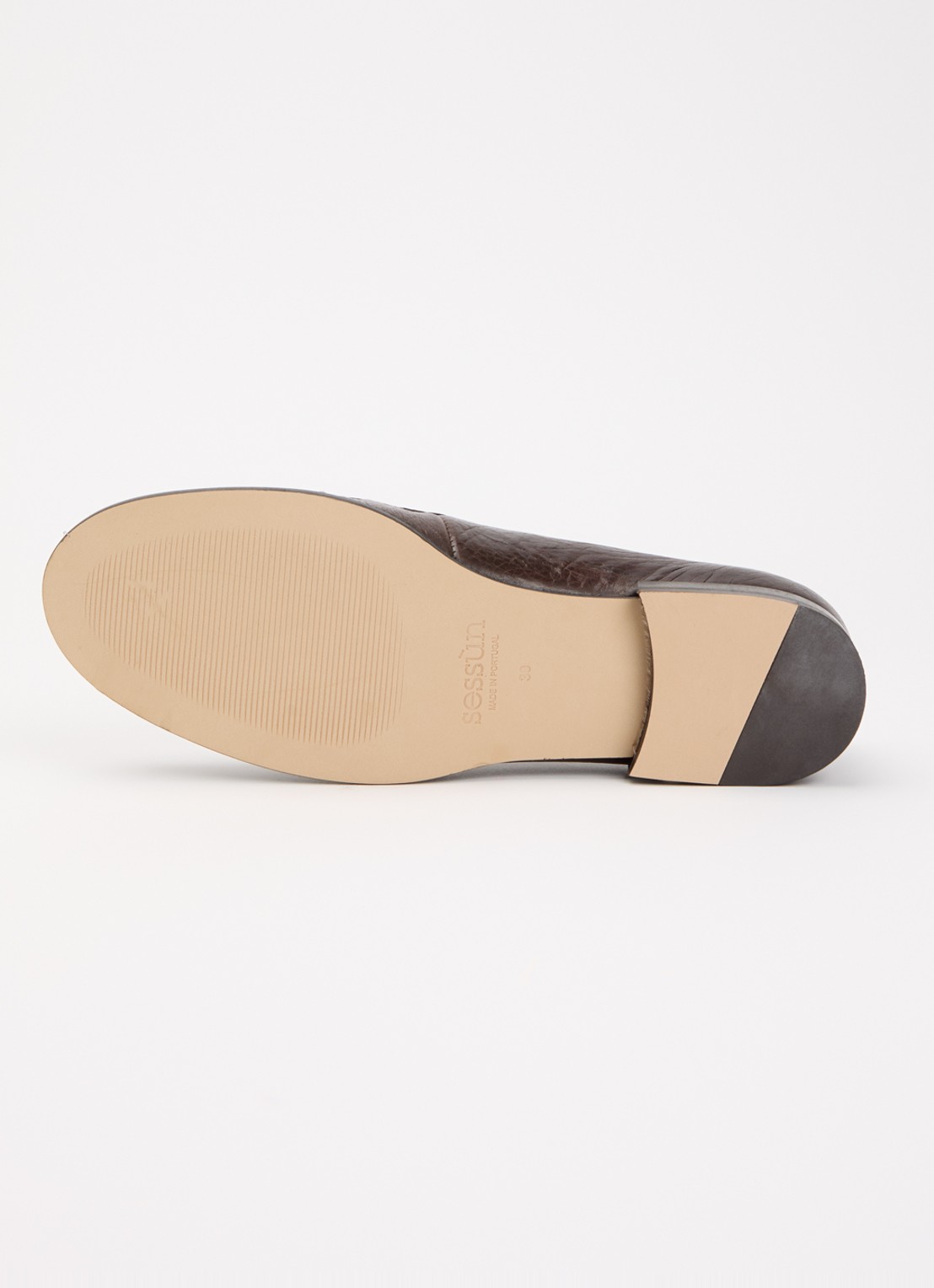 Sessùn Ayano loafer van leer - detail 3 kastanjebruin