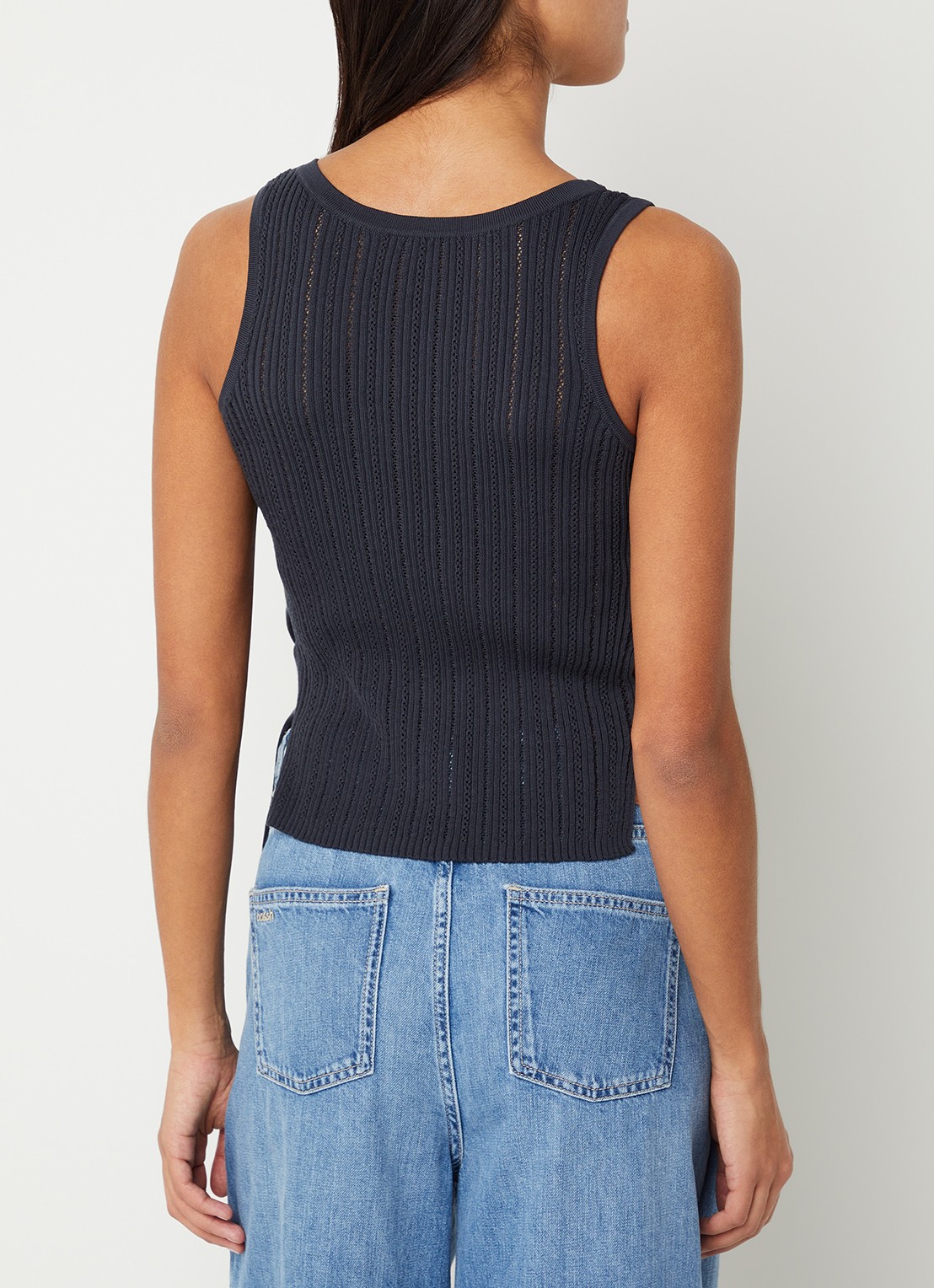 Sessùn Ayrson tanktop met opengewerkt dessin - achterkant indigo