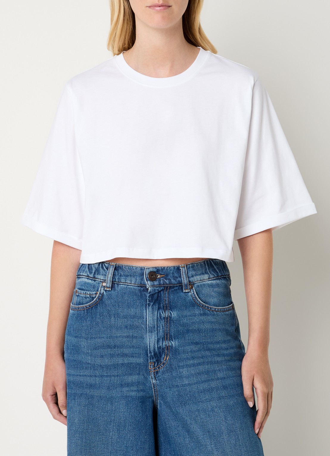 Sessùn Babe cropped T-shirt met ronde hals - detail 3 wit