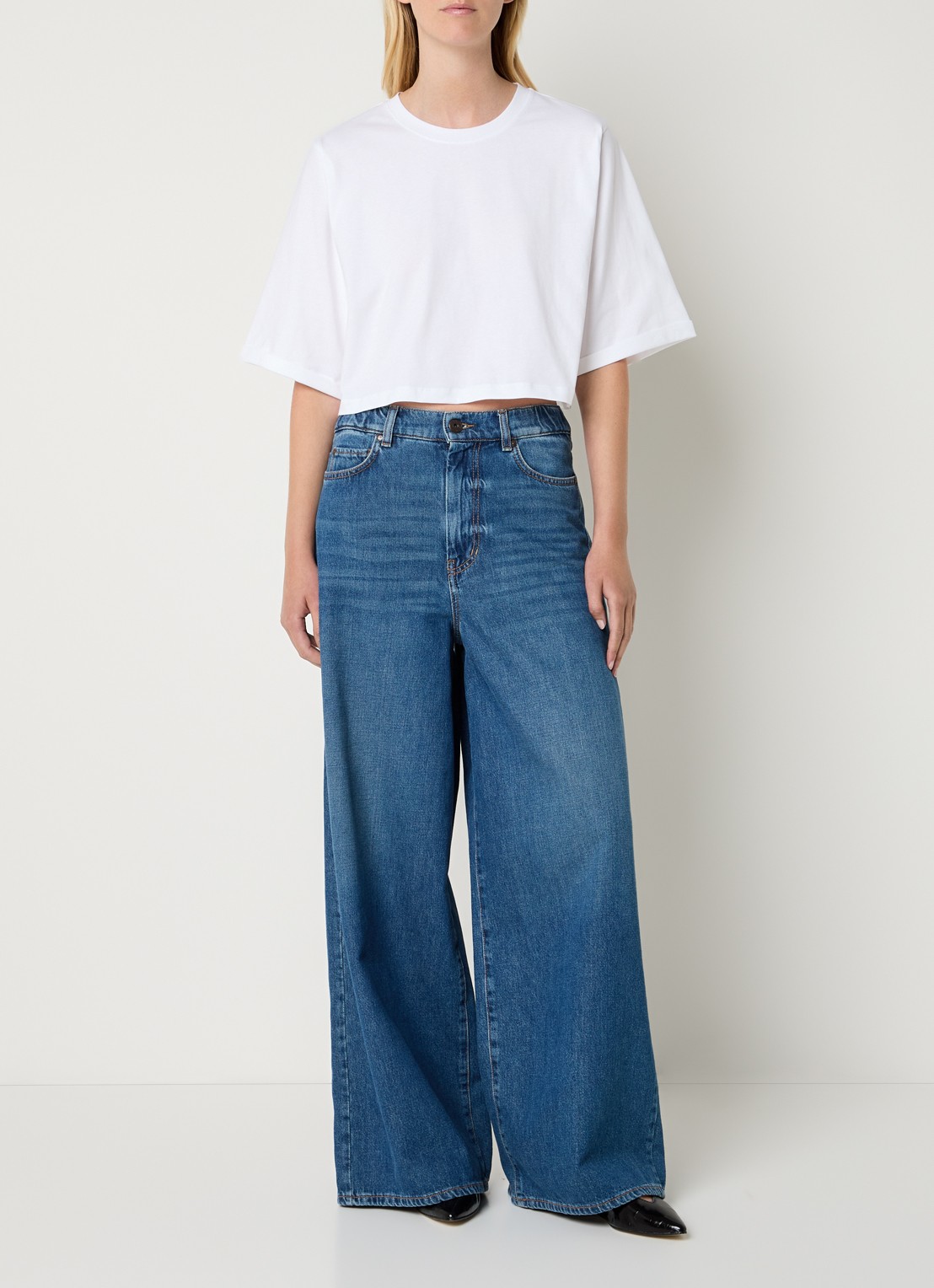 Sessùn Babe cropped T-shirt met ronde hals - voorkant 2 wit