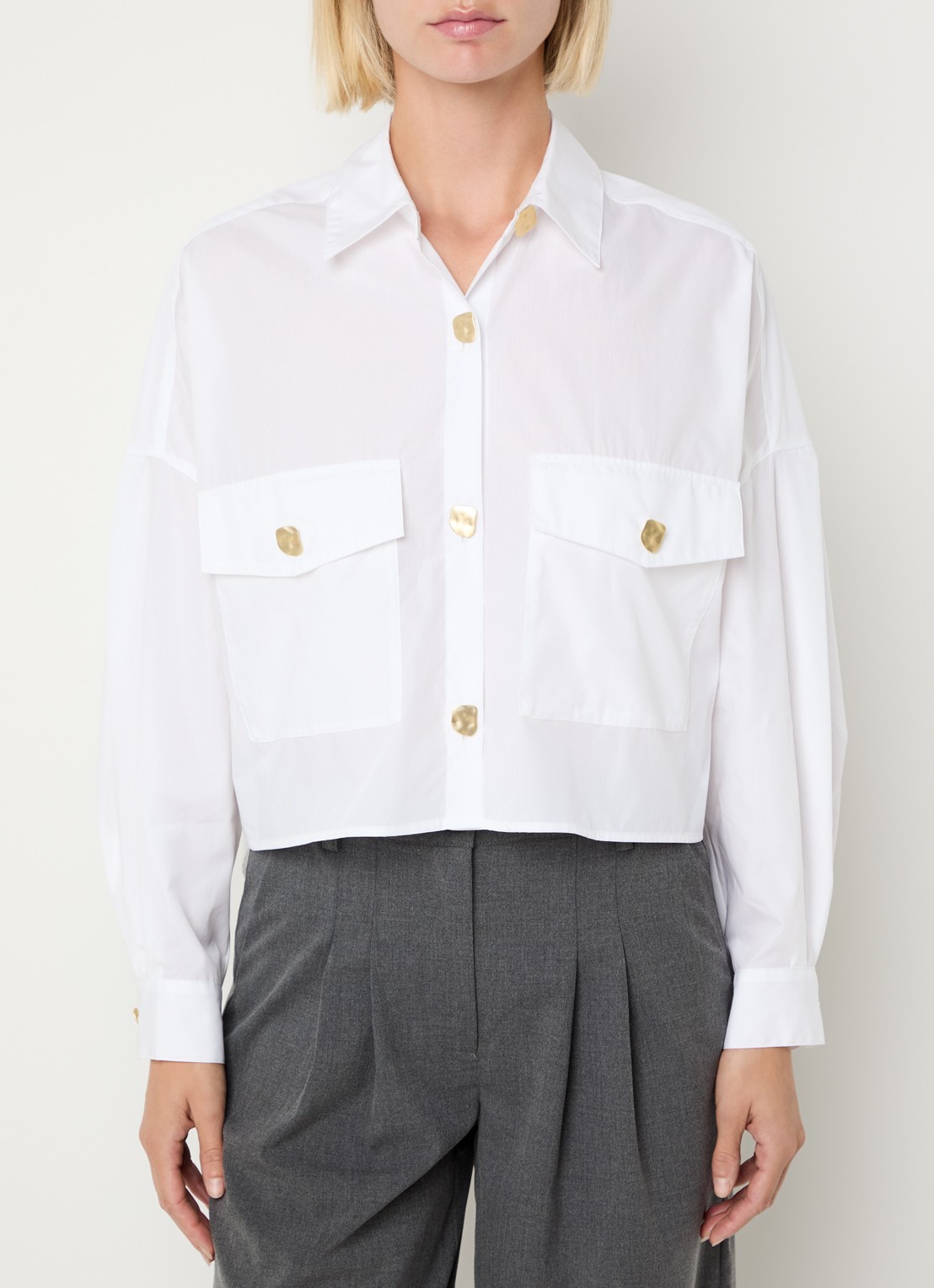 Sessùn Balanca blouse met kraag - detail 3 wit