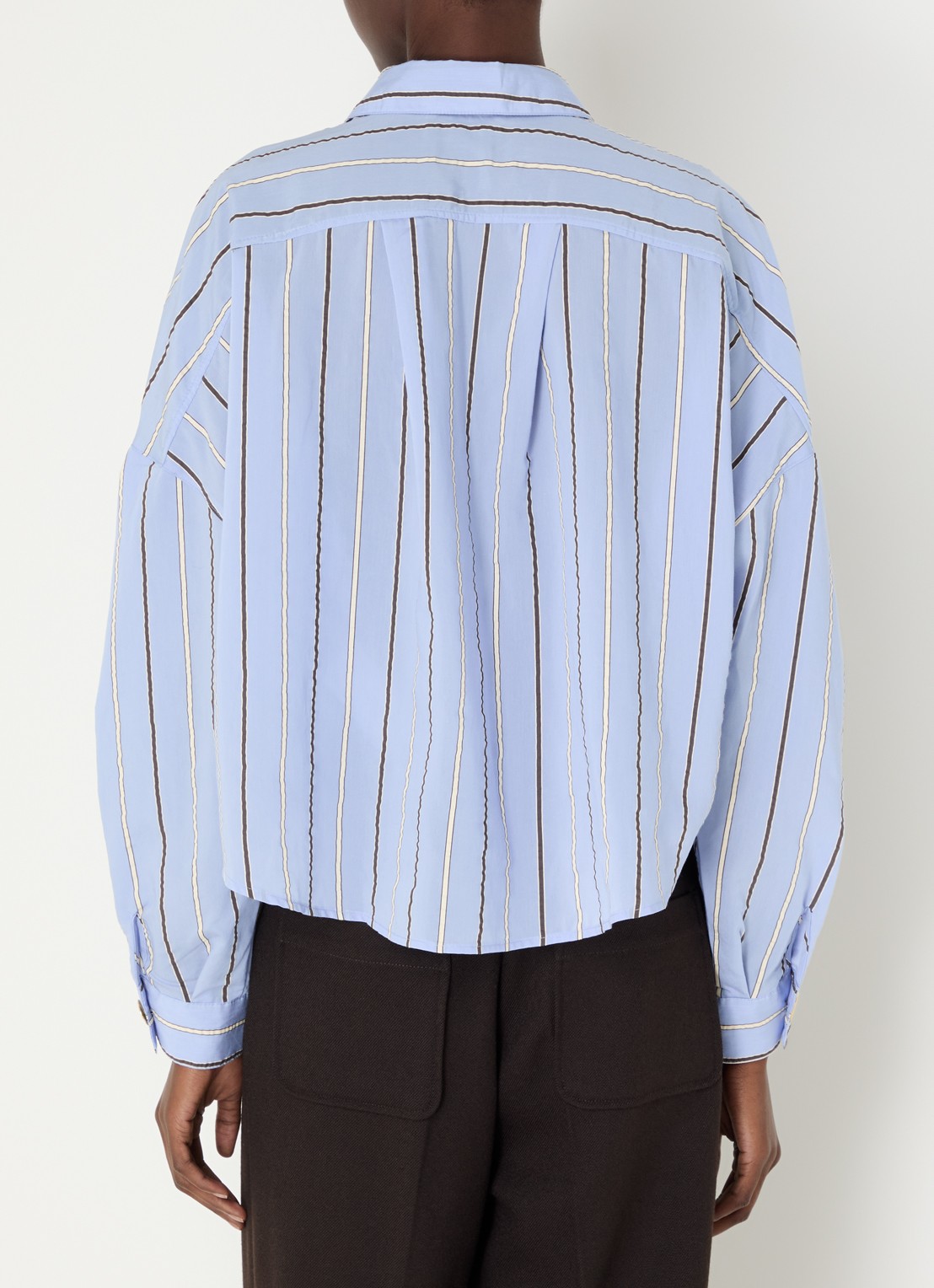 Sessùn Balanca blouse met streepprint - achterkant lichtblauw