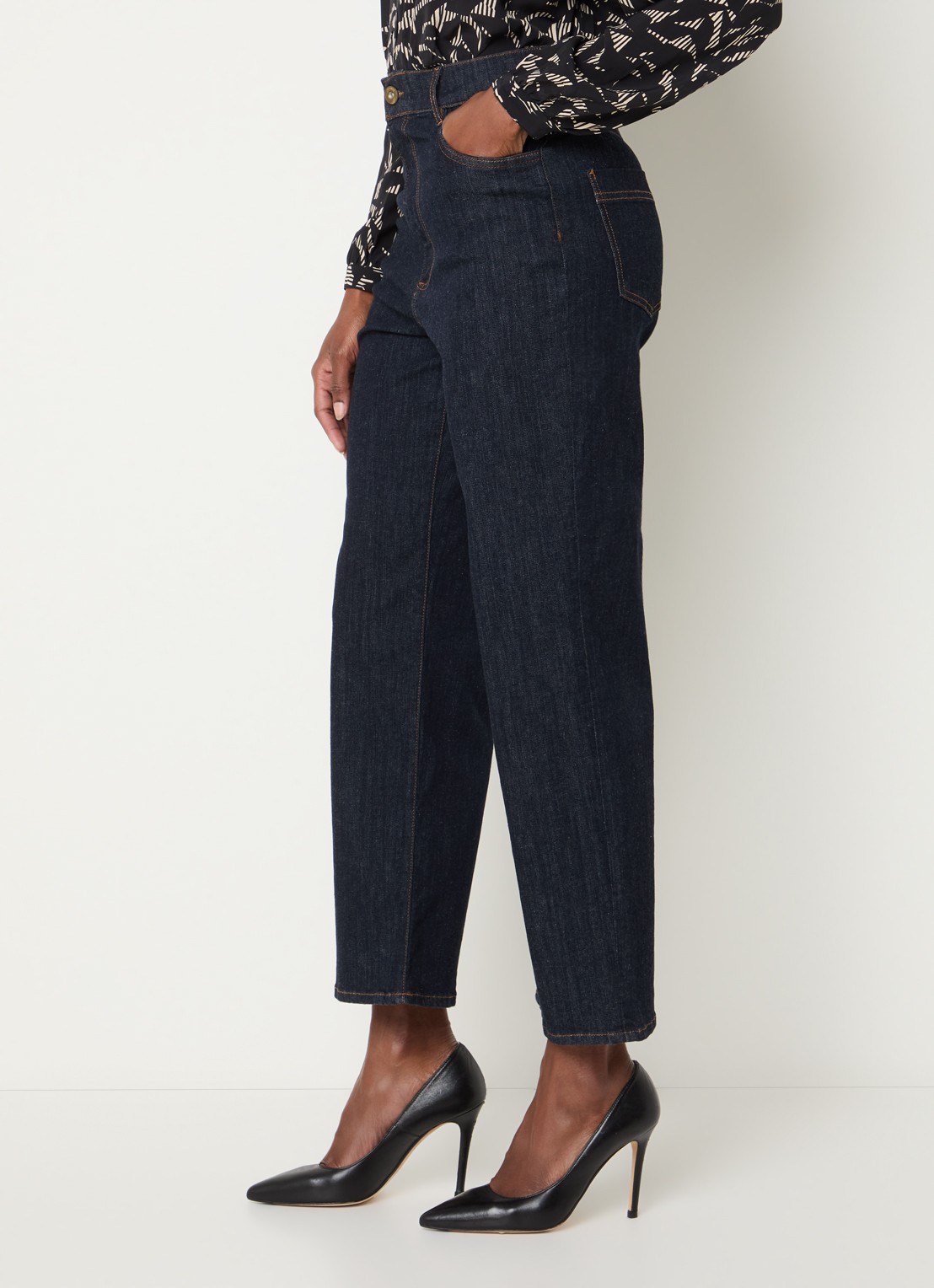 Sessùn Bay Cruise high waist cropped bootcut jeans met donkere wassing - detail 2 indigo