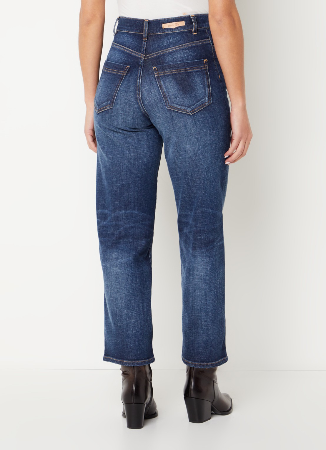 Sessùn Bay Cruise high waist cropped straight leg jeans met donkere wassing - achterkant 3 indigo