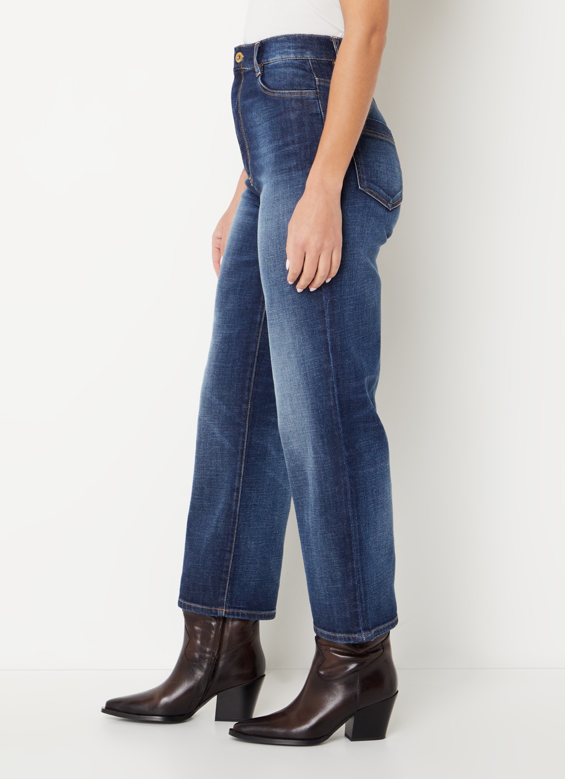 Sessùn Bay Cruise high waist cropped straight leg jeans met donkere wassing - detail 5 indigo