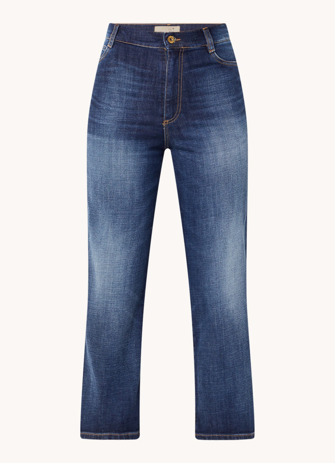 Sessùn Bay Cruise high waist cropped straight leg jeans met donkere wassing - voorkant indigo