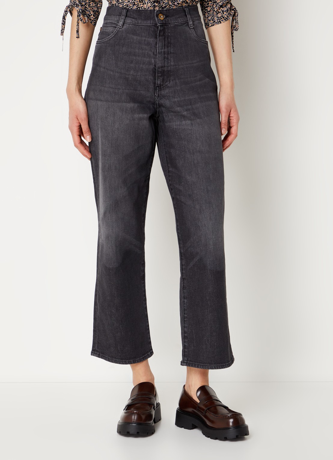 Sessùn Bay Cruise high waist cropped straight leg jeans met gekleurde wassing - detail donkergrijs