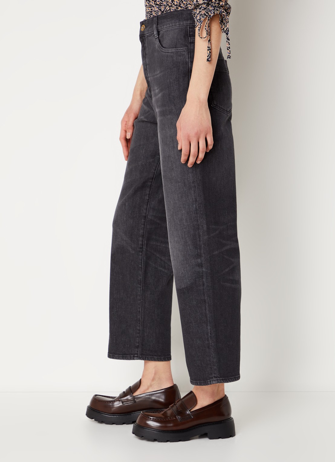 Sessùn Bay Cruise high waist cropped straight leg jeans met gekleurde wassing - detail 2 donkergrijs