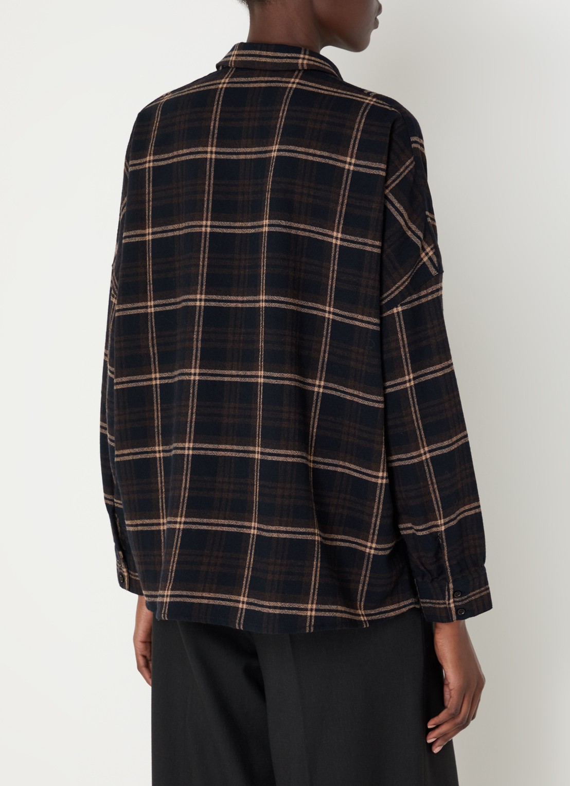 Sessùn Blouse in linnenblend met ruitdessin - achterkant donkerbruin