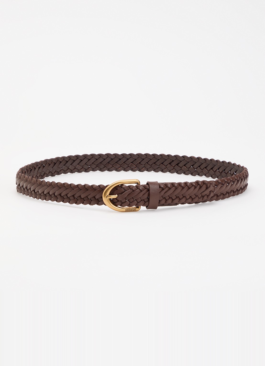 Sessùn Bonito riem van kalfsleer - voorkant 2 donkerbruin