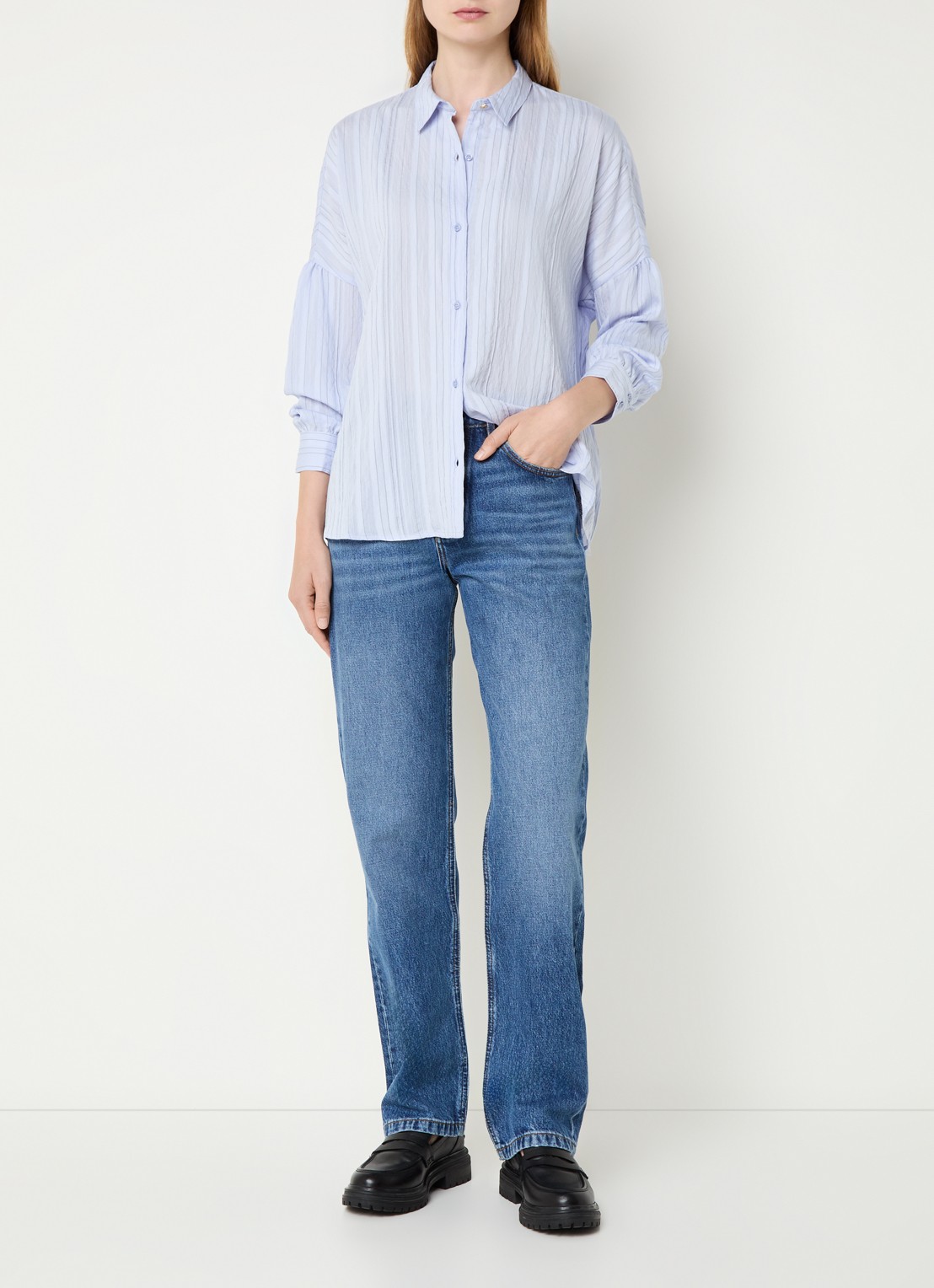 Sessùn Botan blouse met streepprint - voorkant 3 lila