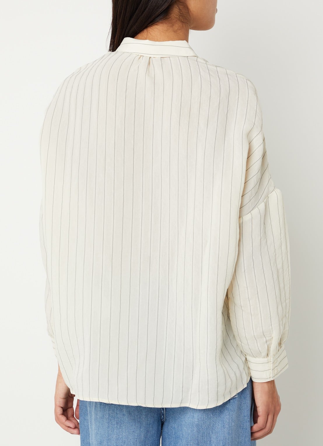 Sessùn Botan blouse met streepprint - achterkant 3 ivoor