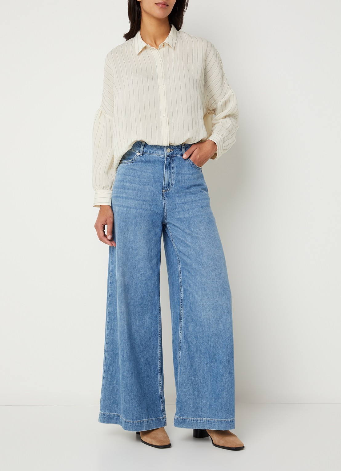 Sessùn Botan blouse met streepprint - voorkant 2 ivoor