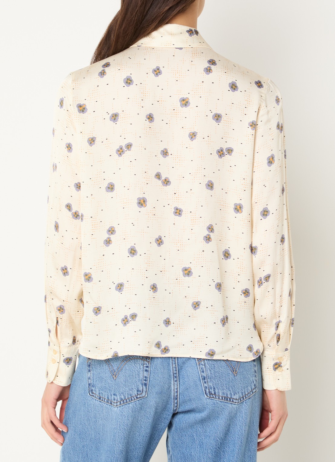 Sessùn Britjet blouse met bloemenprint - achterkant 2 beige