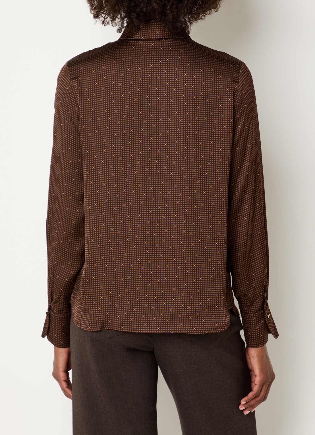 Sessùn Britjet blouse met print - achterkant 3 donkerbruin
