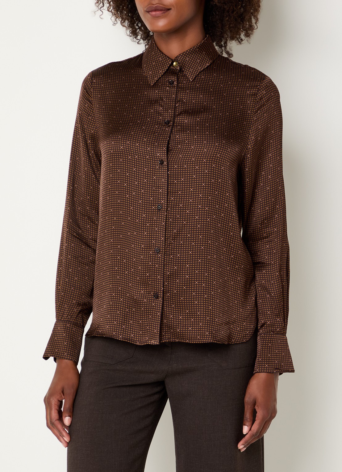 Sessùn Britjet blouse met print - detail 4 donkerbruin