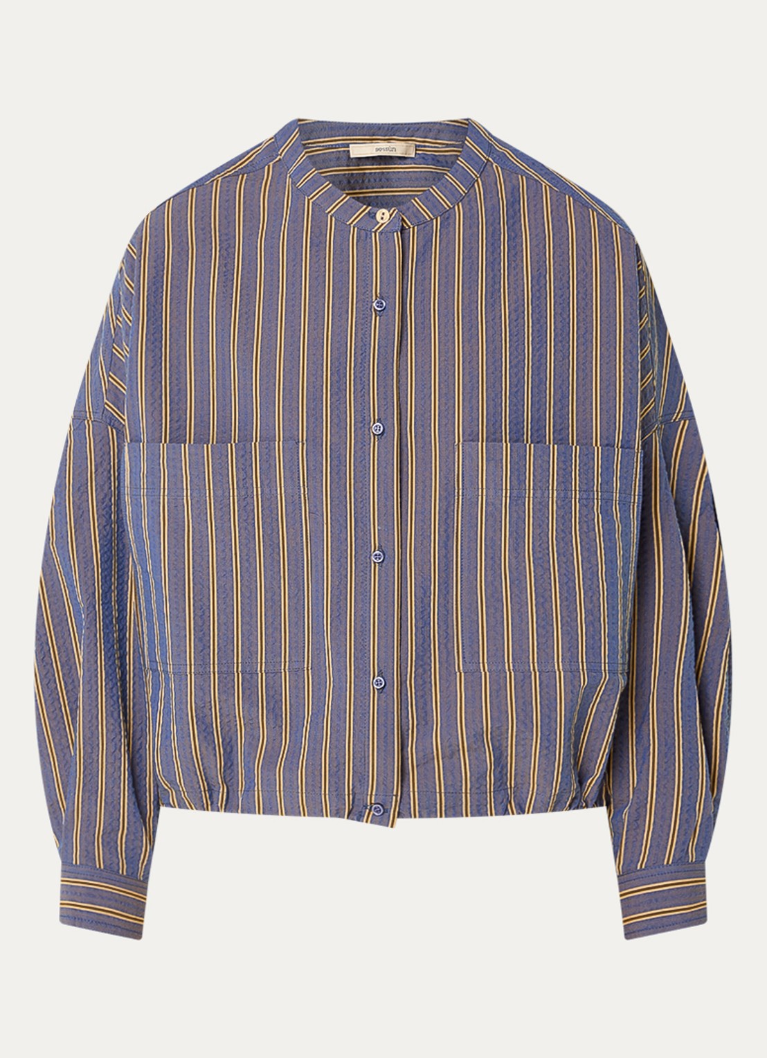Sessùn Cadaques blouse met streepprint en ballonmouw - voorkant 2 lavendel