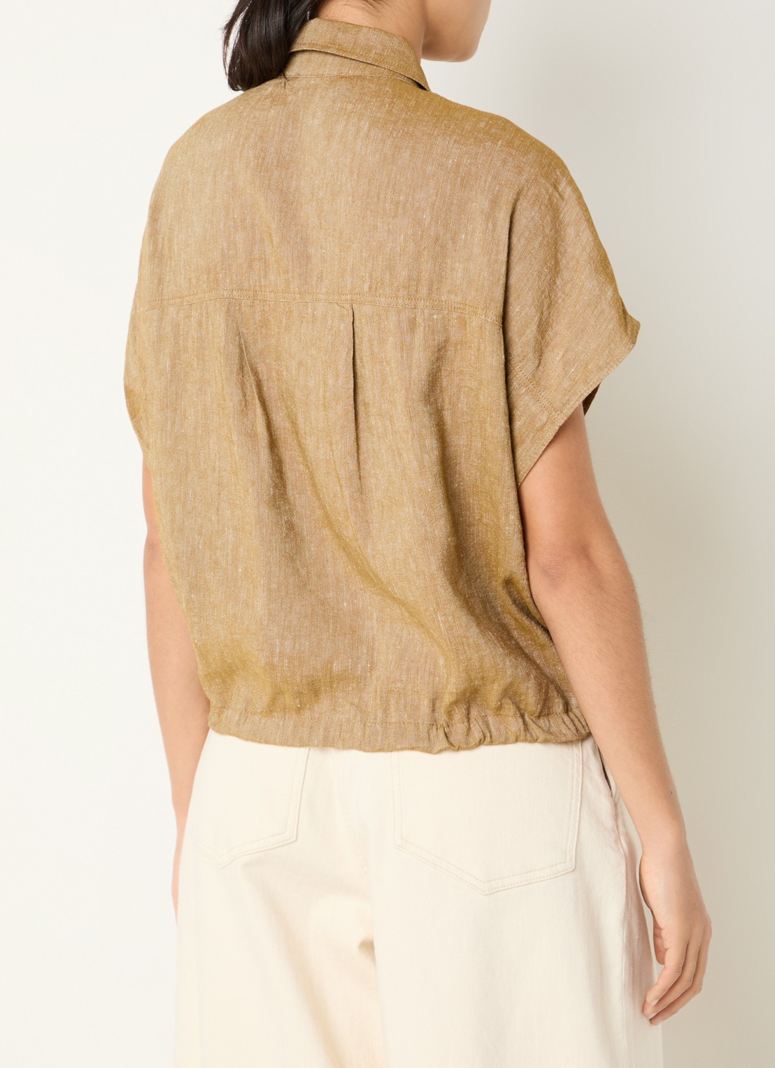 Sessùn Cazaless blouse in linnenblend - achterkant 4 camel